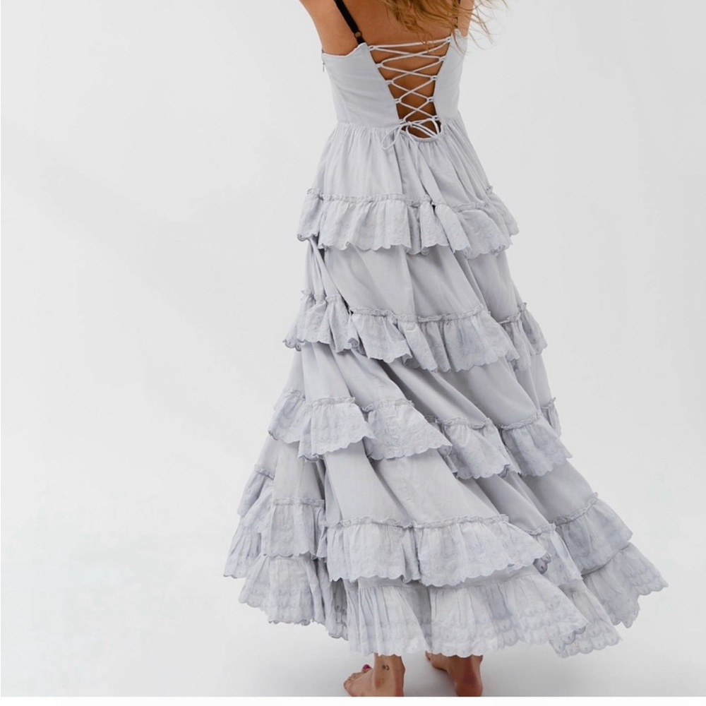 Urban Outfitters Light Gray Backless Tiered Dress